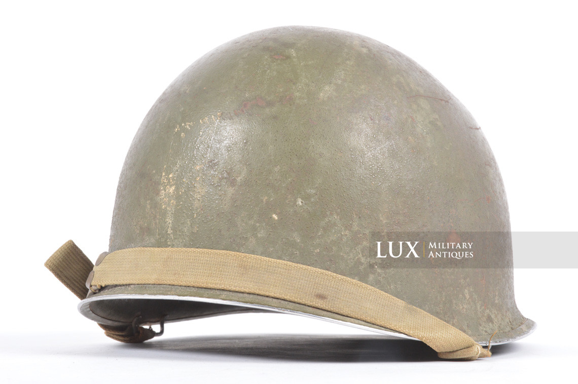 USM1 1st Lt. 2nd Infantry Division named front seam fixed bale combat helmet, « untouched / ETO » - photo 11