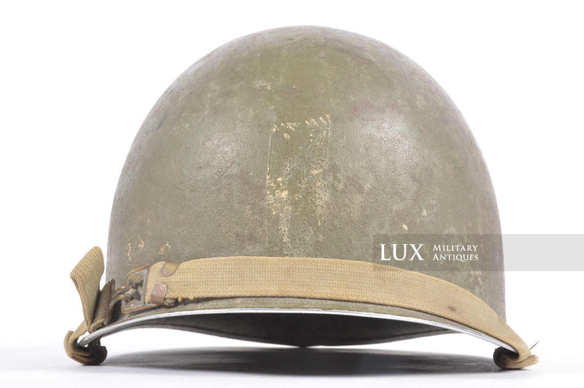 USM1 1st Lt. 2nd Infantry Division named front seam fixed bale combat helmet, « untouched / ETO » - photo 12