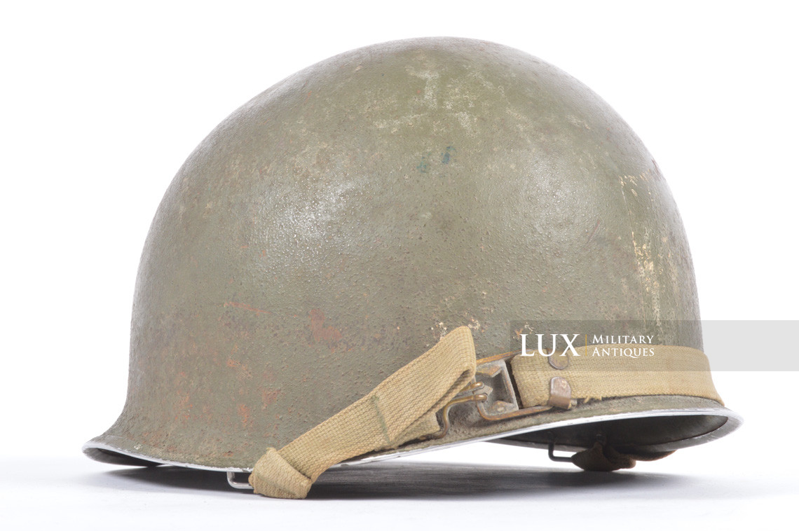 USM1 1st Lt. 2nd Infantry Division named front seam fixed bale combat helmet, « untouched / ETO » - photo 13