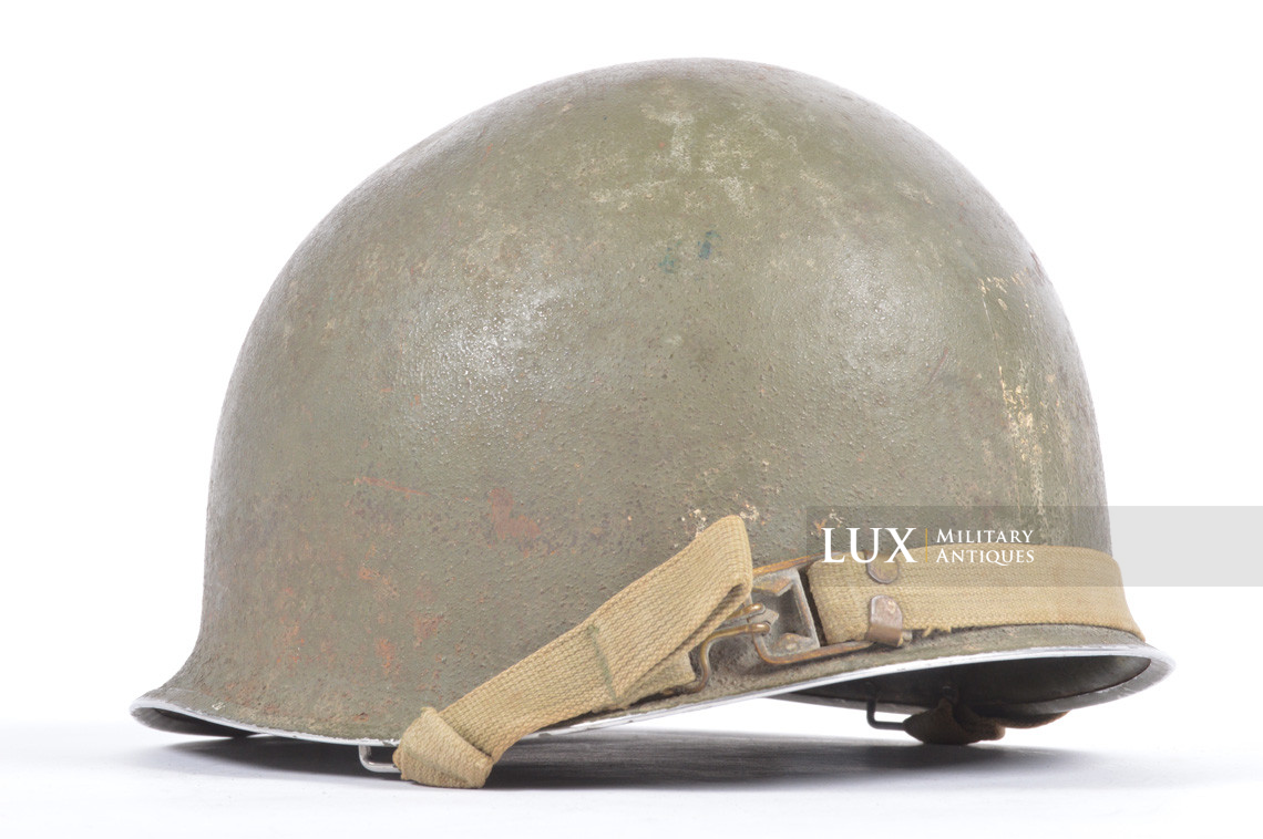 USM1 1st Lt. 2nd Infantry Division named front seam fixed bale combat helmet, « untouched / ETO » - photo 13
