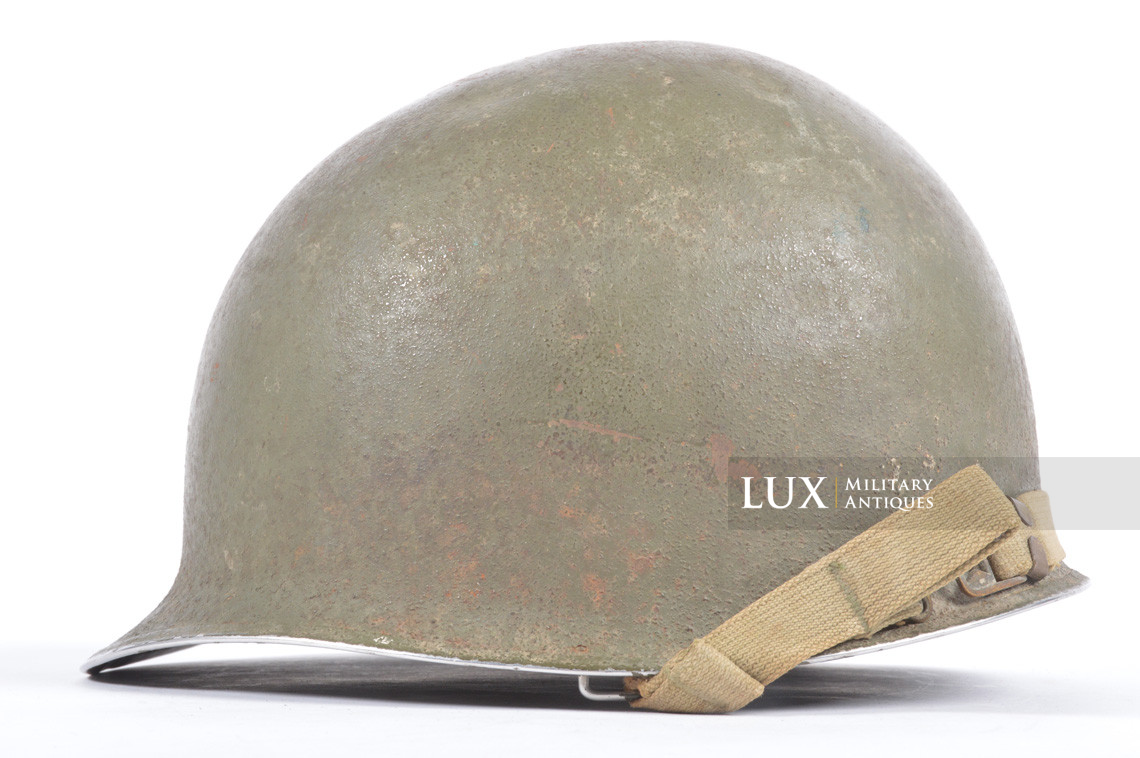 USM1 1st Lt. 2nd Infantry Division named front seam fixed bale combat helmet, « untouched / ETO » - photo 14