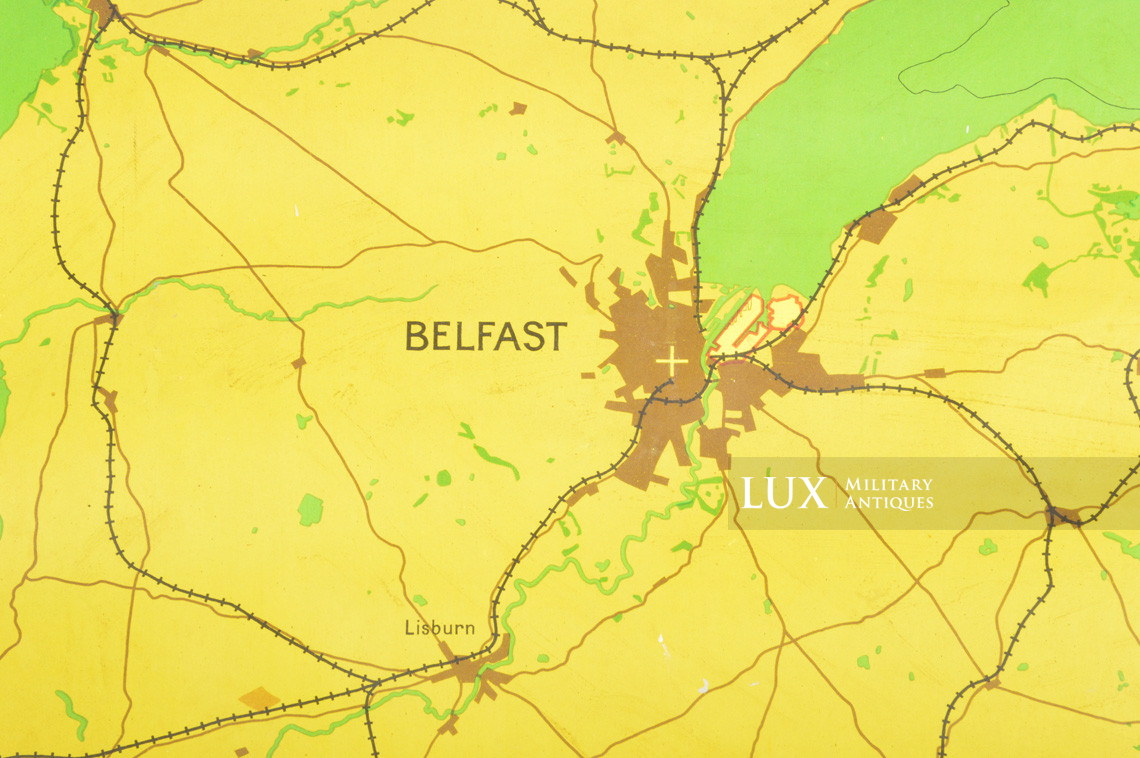 Carte en toile cirée de la Luftwaffe de bombardement de nuit de la Bataille d’Angleterre, « BELFAST / LONDONDERRY » - photo 9