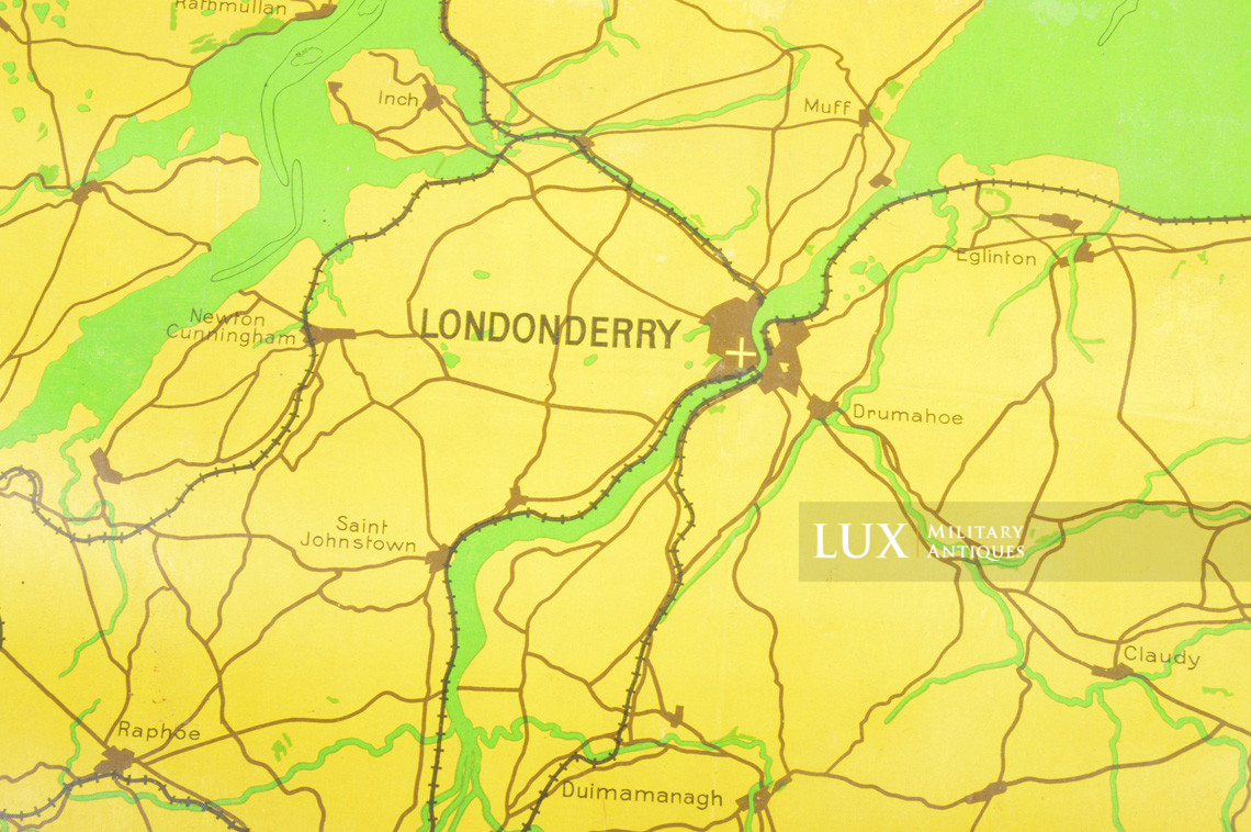 Carte en toile cirée de la Luftwaffe de bombardement de nuit de la Bataille d’Angleterre, « BELFAST / LONDONDERRY » - photo 19