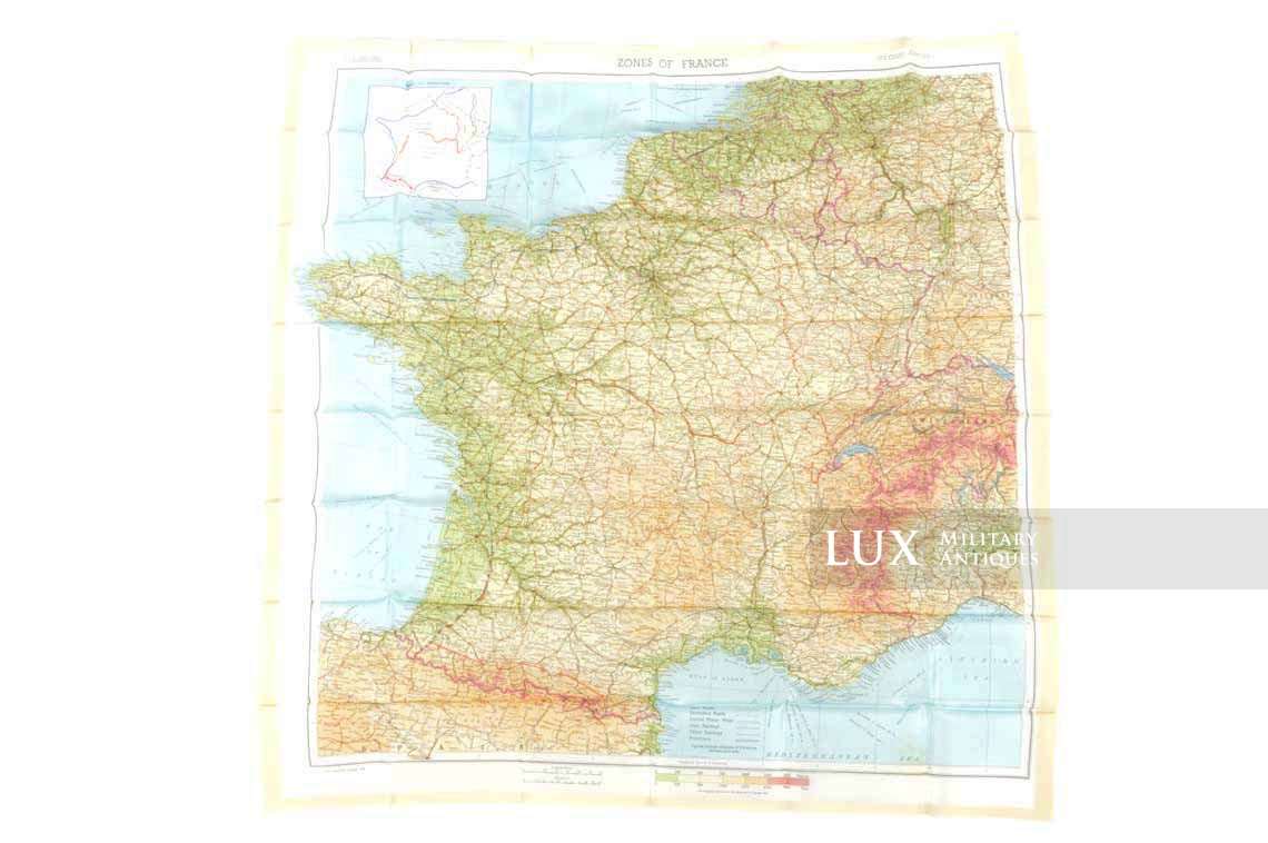 U.S. zones of France silk escape map, « unissued » - photo 8