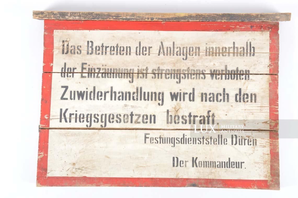 Panneau allemand d’avertissement pour une zone interdite, « Festungdienststelle Düren » - photo 4
