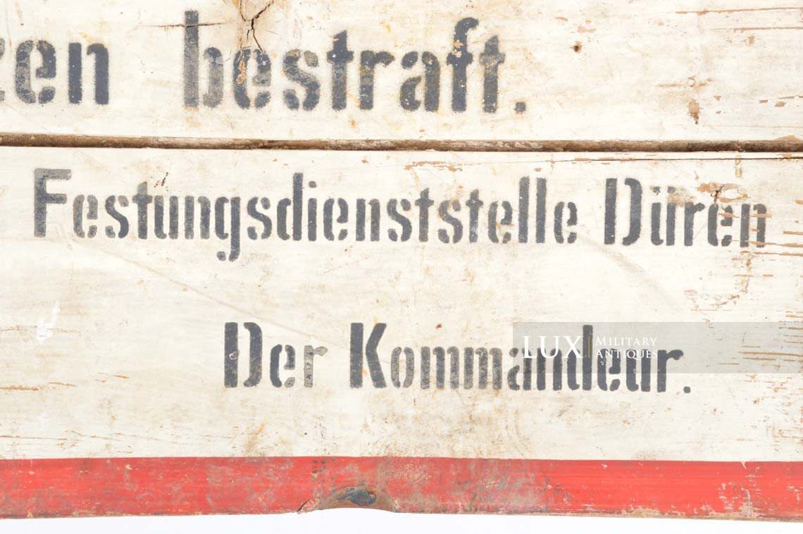 Panneau allemand d’avertissement pour une zone interdite, « Festungdienststelle Düren » - photo 10