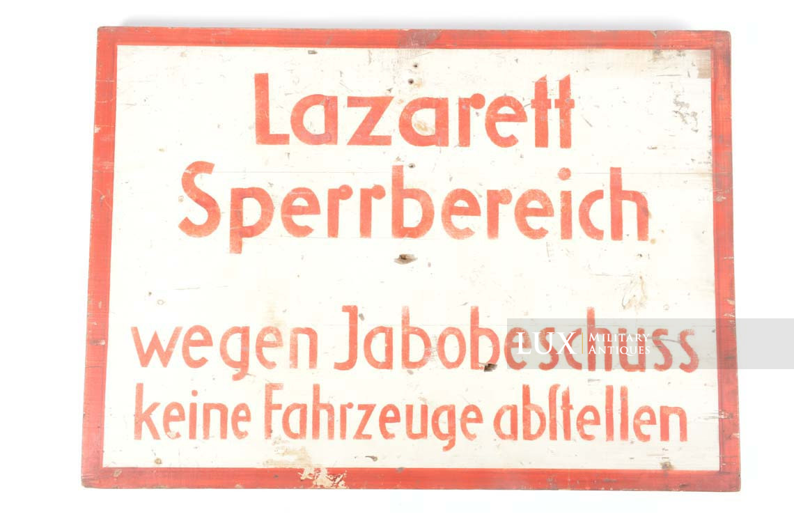 Panneau allemand d’avertissement pour un hôpital, « Lazarett Sperrbereich » - photo 4