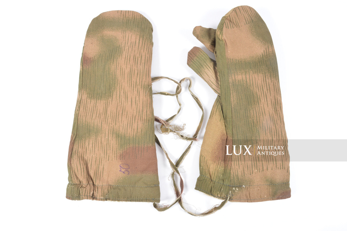 German Heer / Luftwaffe tan & water pattern fur lined winter camouflage gloves - photo 4