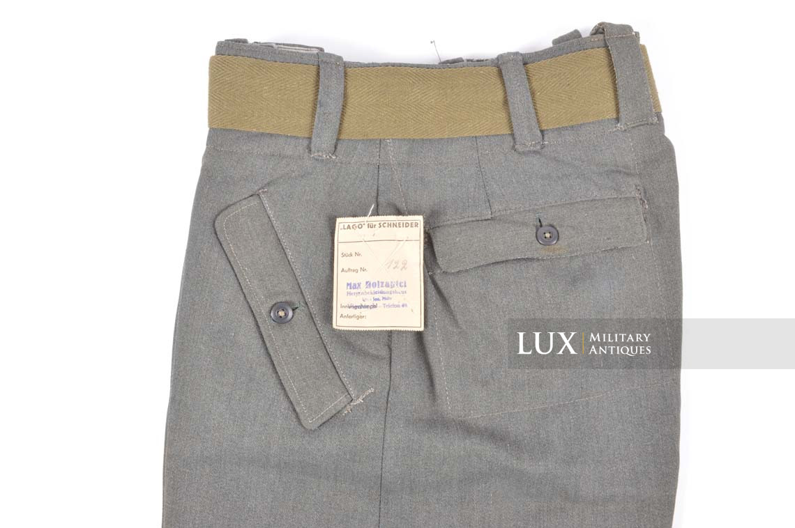 Pantalon allemand M44 de la Heer / Waffen-SS en gabardine, état neuf, « LAGO / RBNr » - photo 8