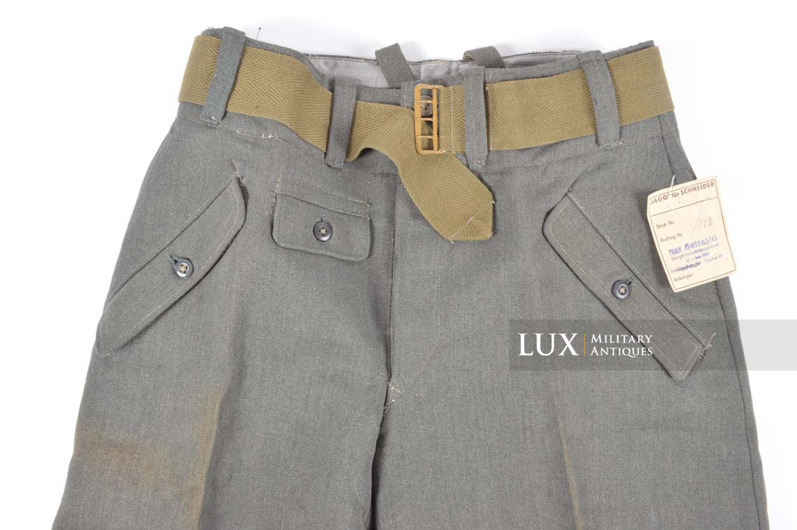 Pantalon allemand M44 de la Heer / Waffen-SS en gabardine, état neuf, « LAGO / RBNr » - photo 16