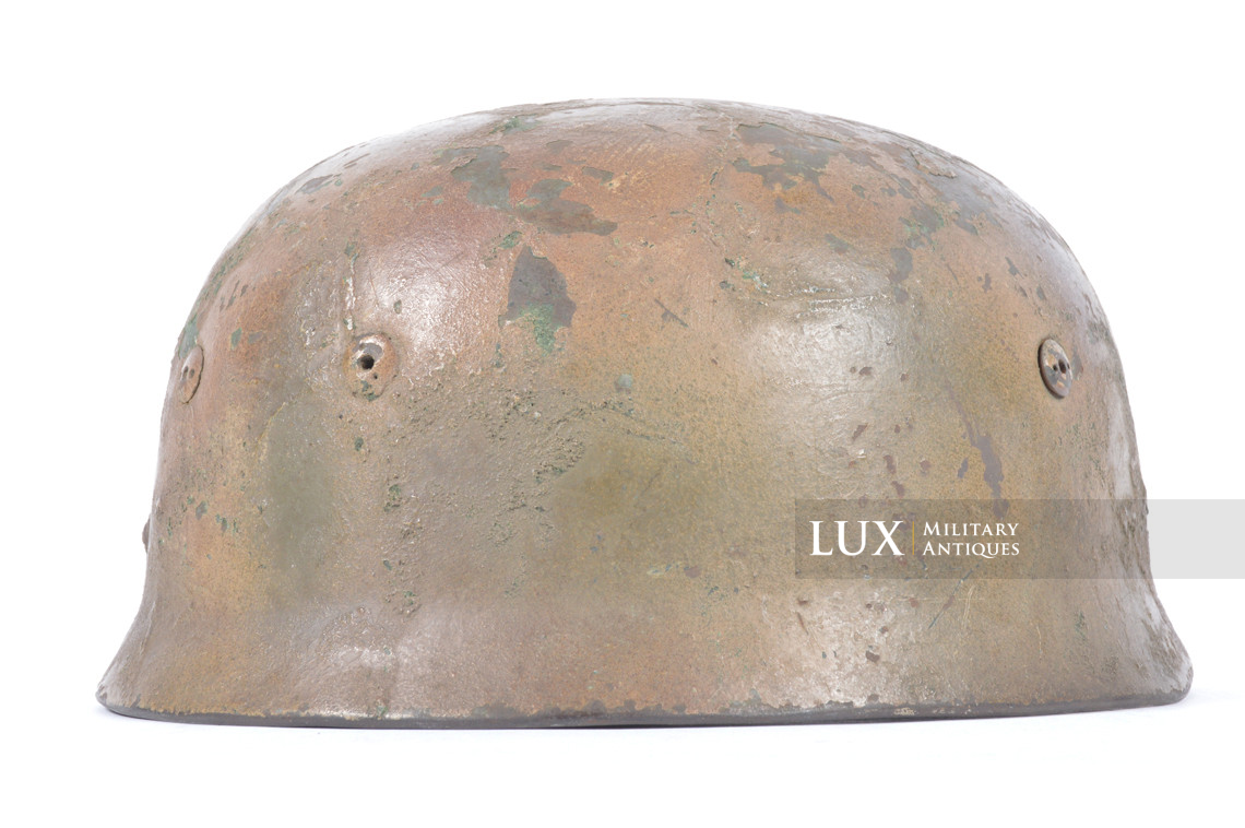 Exceptional M38 German Fallschirmjäger three-tone camouflage combat helmet , « woodwork find / untouched » - photo 12