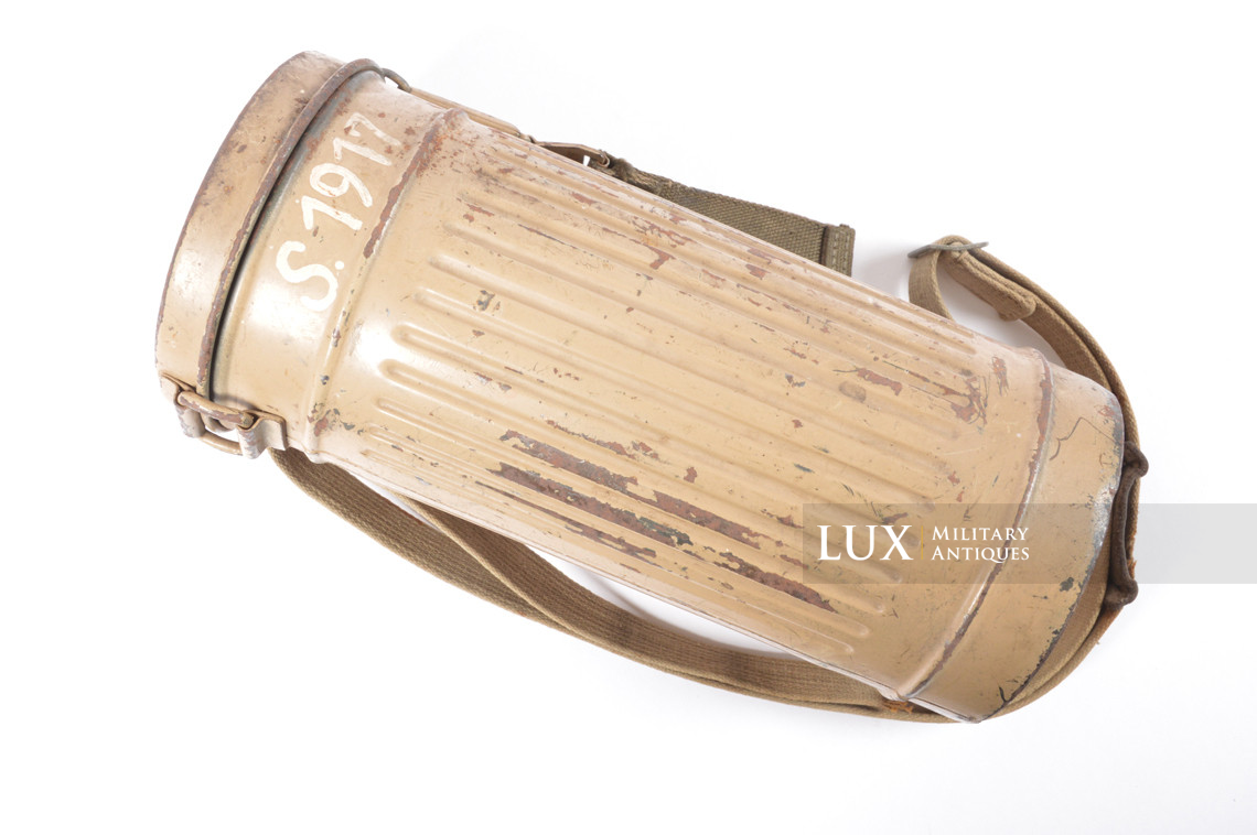 German tan camouflage gas mask canister set, named - photo 12