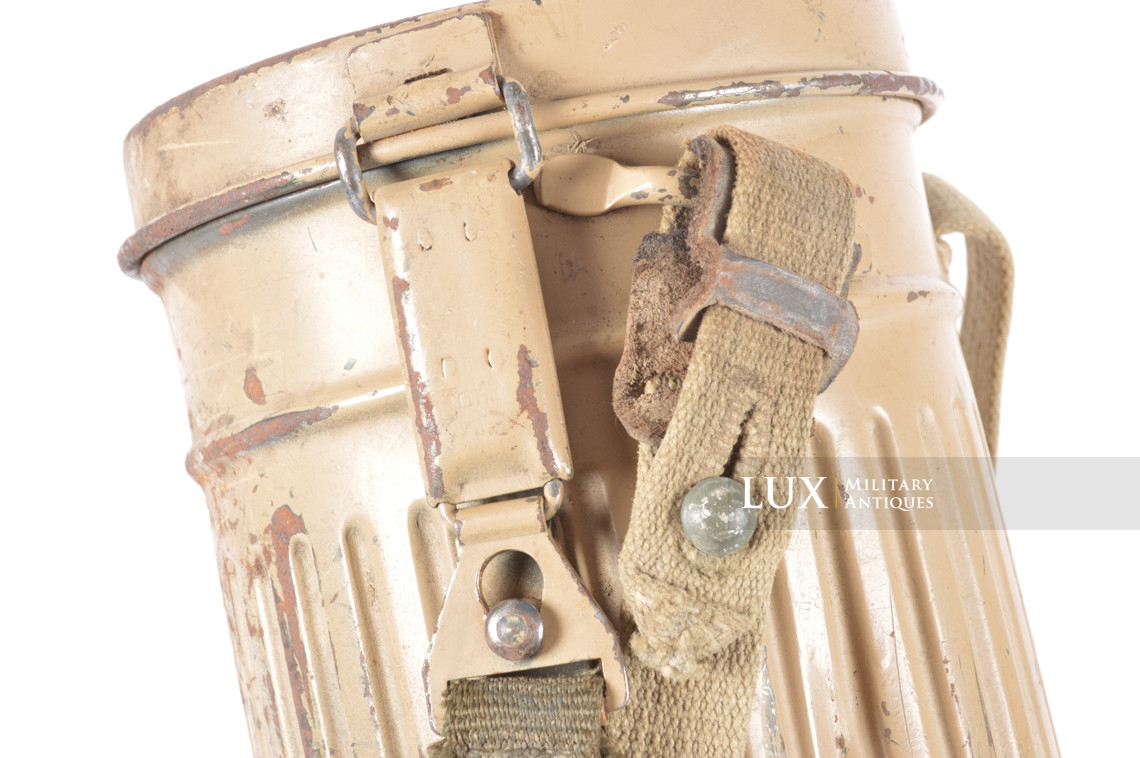 German tan camouflage gas mask canister set, named - photo 15