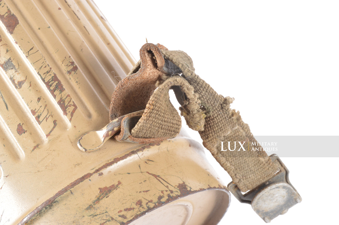 German tan camouflage gas mask canister set, named - photo 16