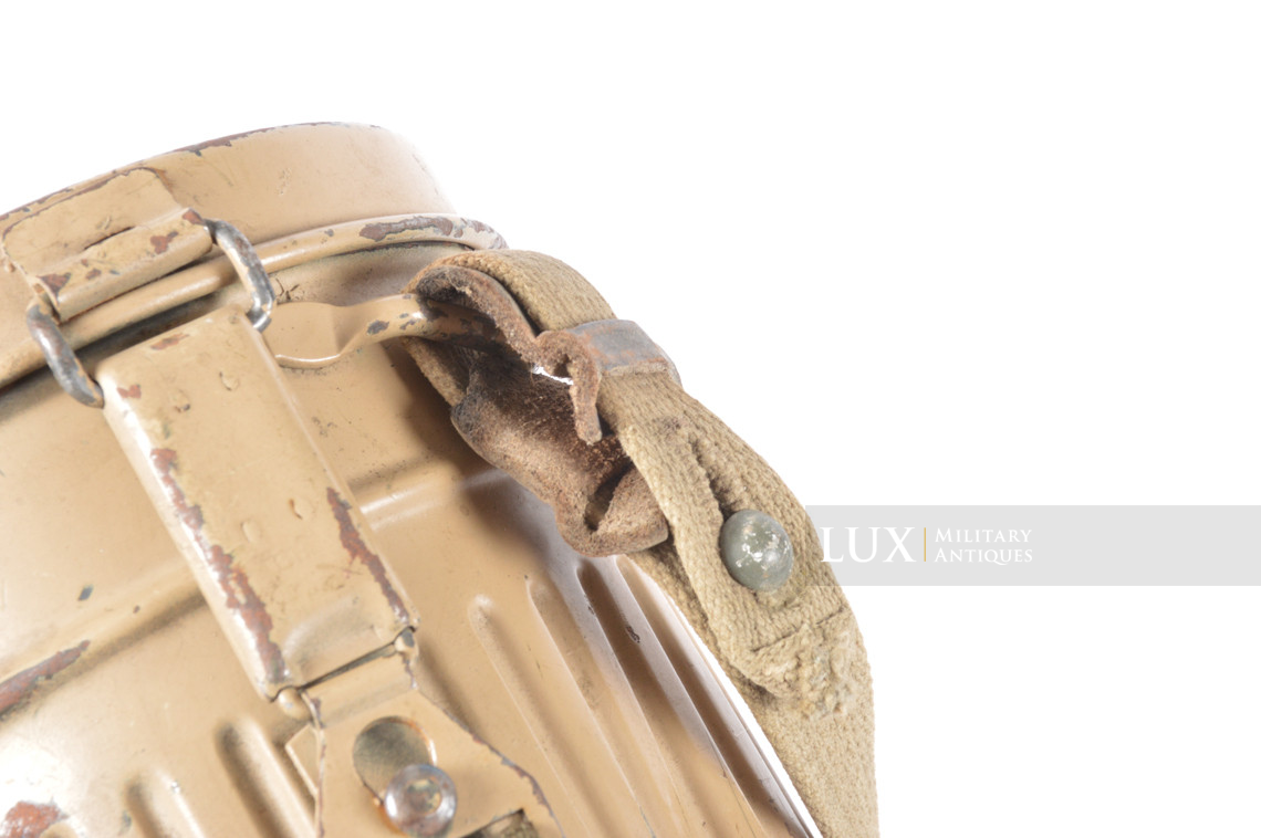 German tan camouflage gas mask canister set, named - photo 17