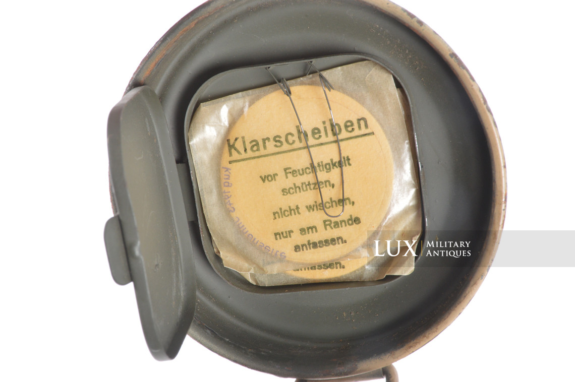 German tan camouflage gas mask canister set, named - photo 26