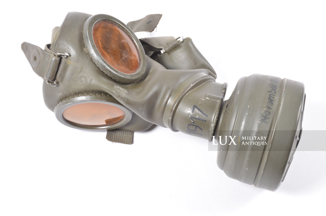 German tan camouflage gas mask canister set, named - photo 43