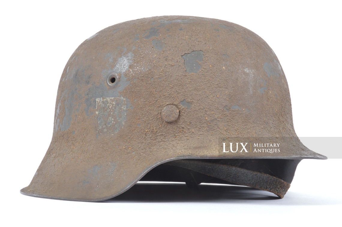 Rare M42 Waffen-SS sawdust textured camouflage combat helmet, « ckl66 » - photo 7