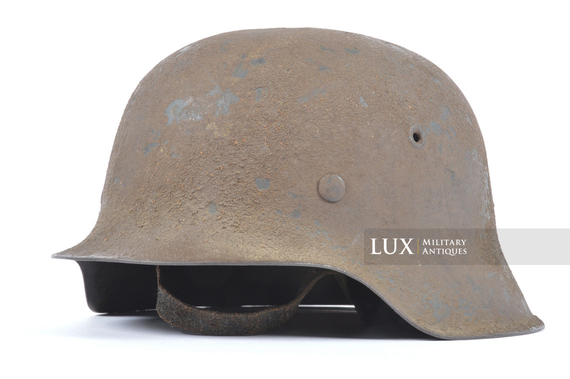 Rare M42 Waffen-SS sawdust textured camouflage combat helmet, « ckl66 » - photo 9