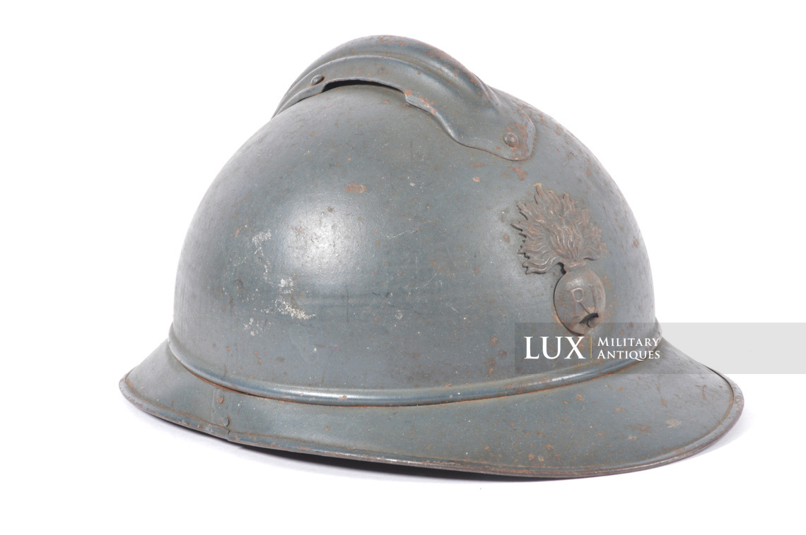 Casque français Adrian M1915 infanterie, nominatif, « impacté » - photo 8