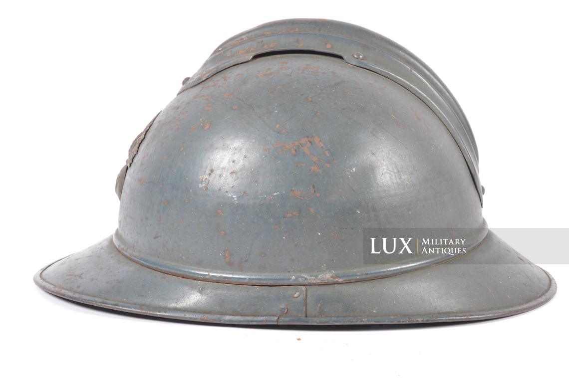Casque français Adrian M1915 infanterie, nominatif, « impacté » - photo 13