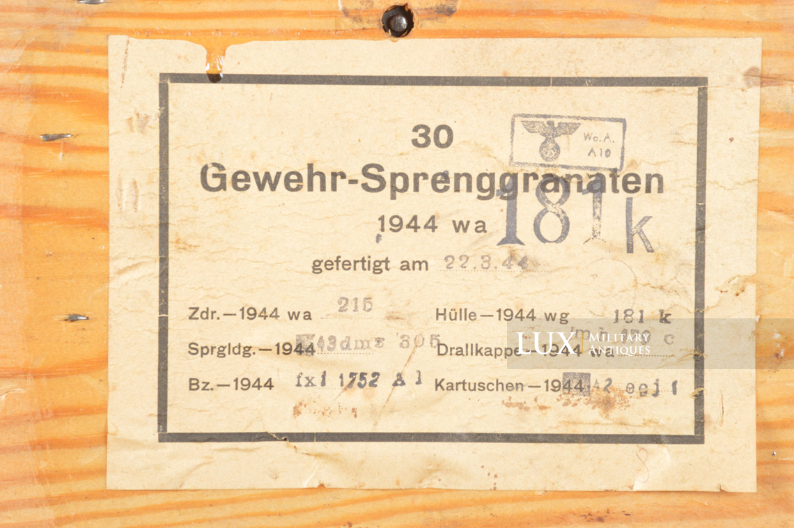 Caisse allemande pour 30 grenades à fusil, « Sprenggranadten/ 1944 » - photo 17
