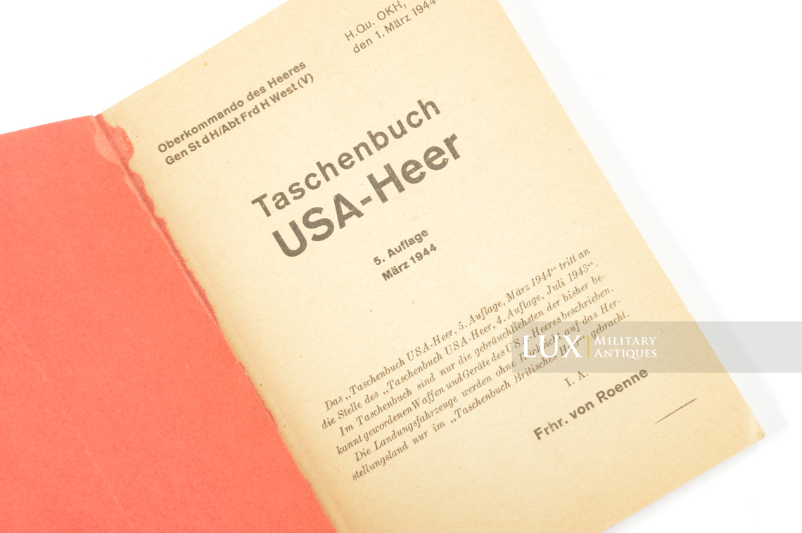 Rare manuel allemand « Taschenbuch USA-Heer, 1944 » - photo 8