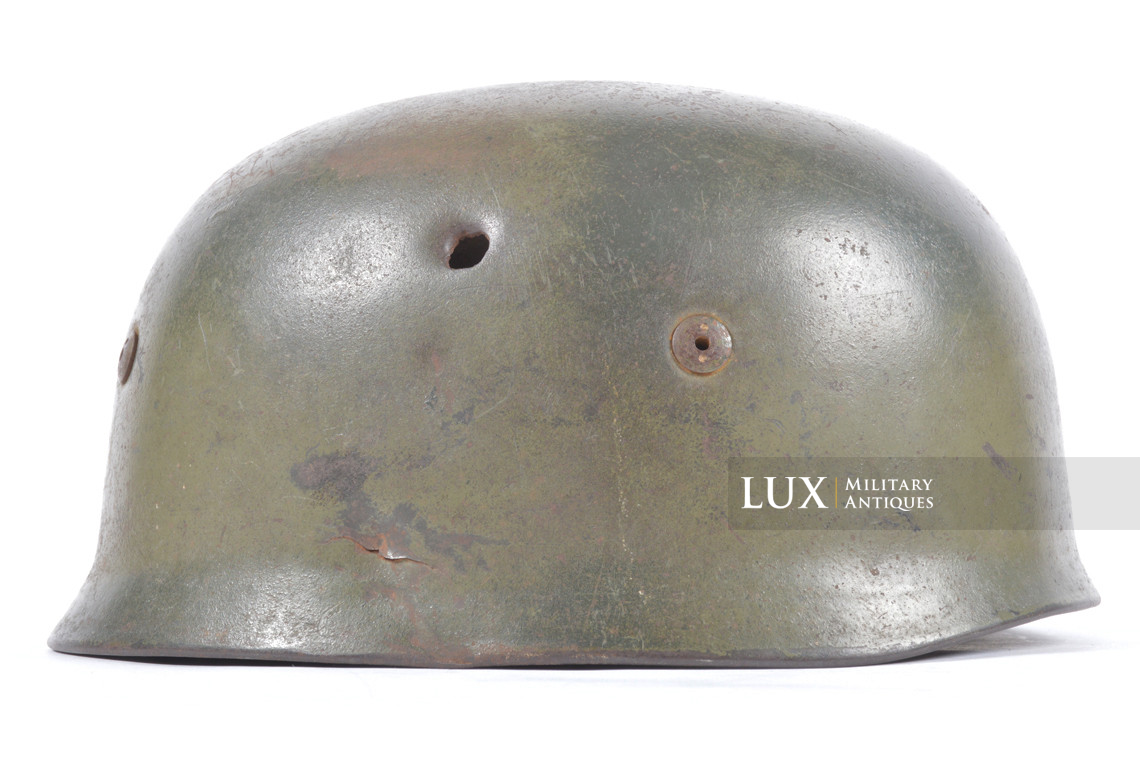Casque parachutiste allemand M38 camouflé deux tons, « impacté » - photo 11