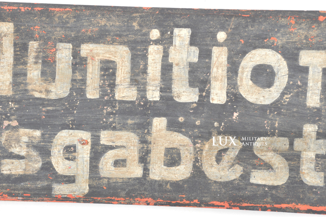 Rare panneau directionnel dépôt de munitions, « Munitions Ausgabestelle » - photo 14