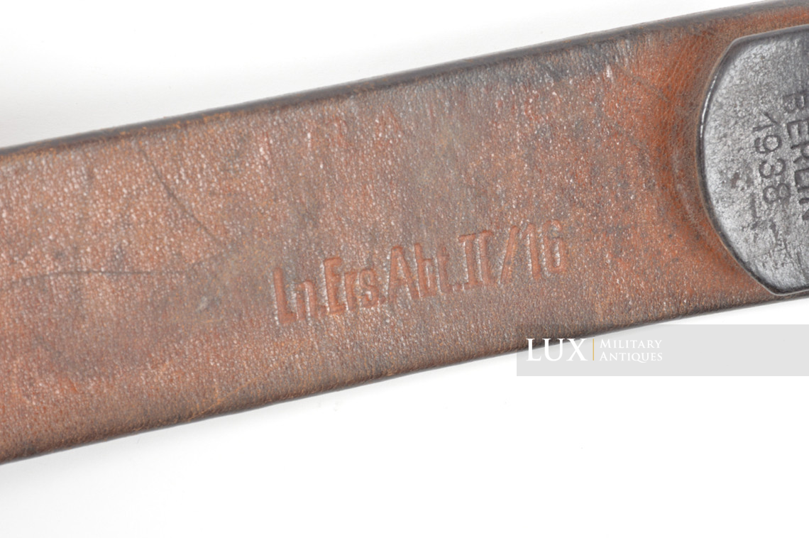 Early Luftwaffe chocolate brown combat service belt, « unit marked » - photo 11