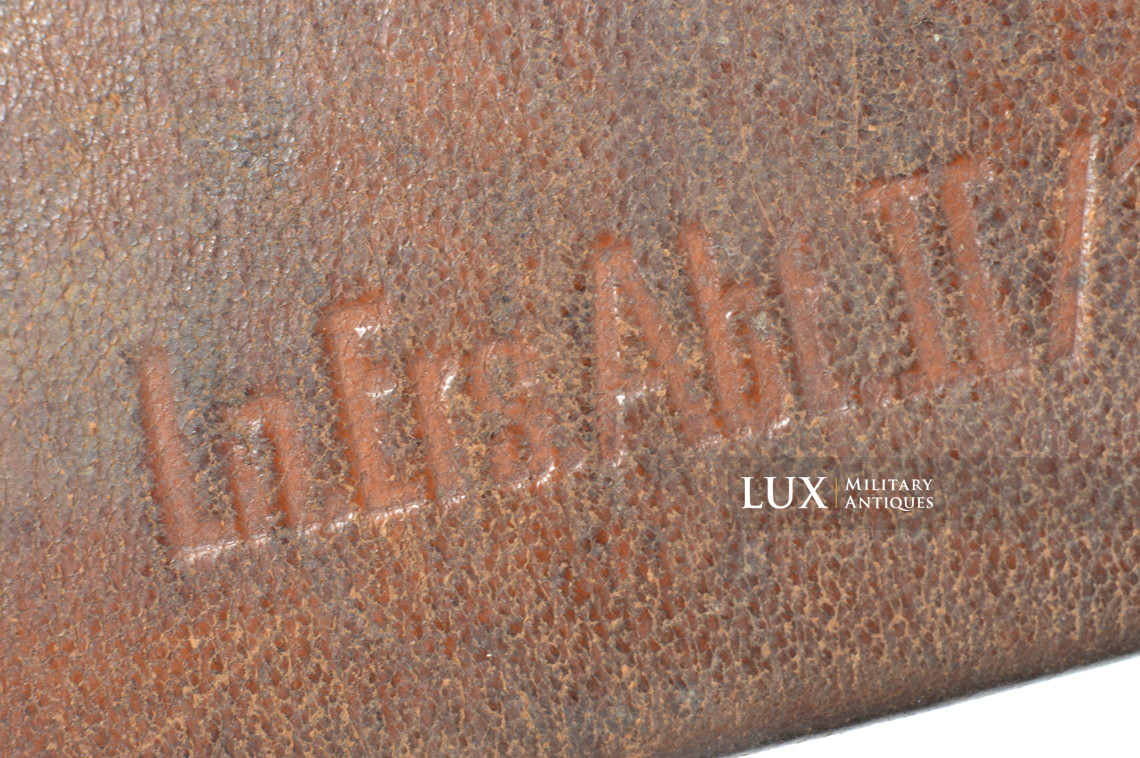 Early Luftwaffe chocolate brown combat service belt, « unit marked » - photo 12