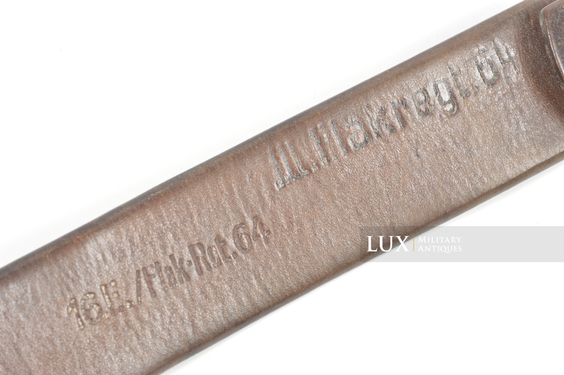 Early Luftwaffe chocolate brown combat service belt, unit marked « FLAK » - photo 10