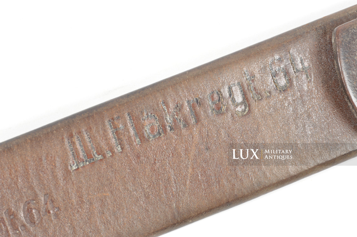 Early Luftwaffe chocolate brown combat service belt, unit marked « FLAK » - photo 11