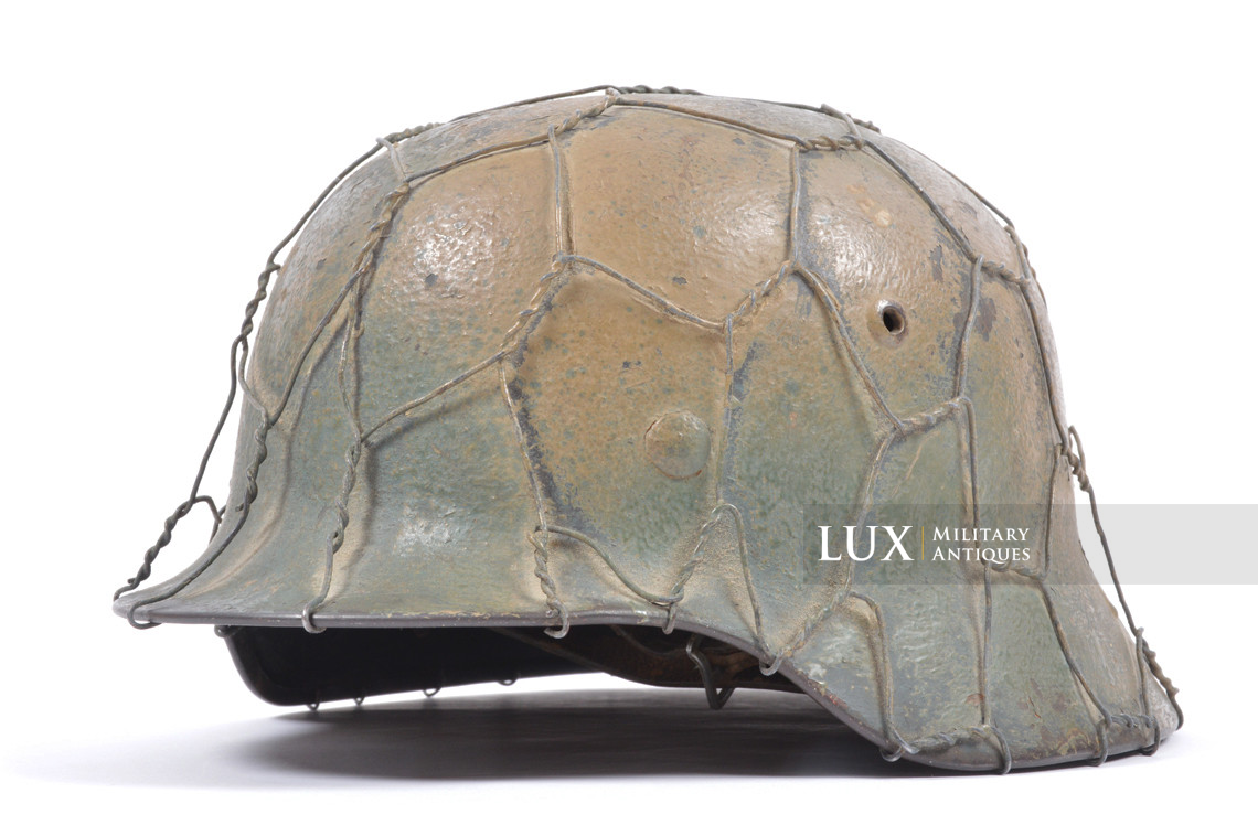 Rare casque M35 Luftwaffe grillagé camouflé deux tons - photo 7