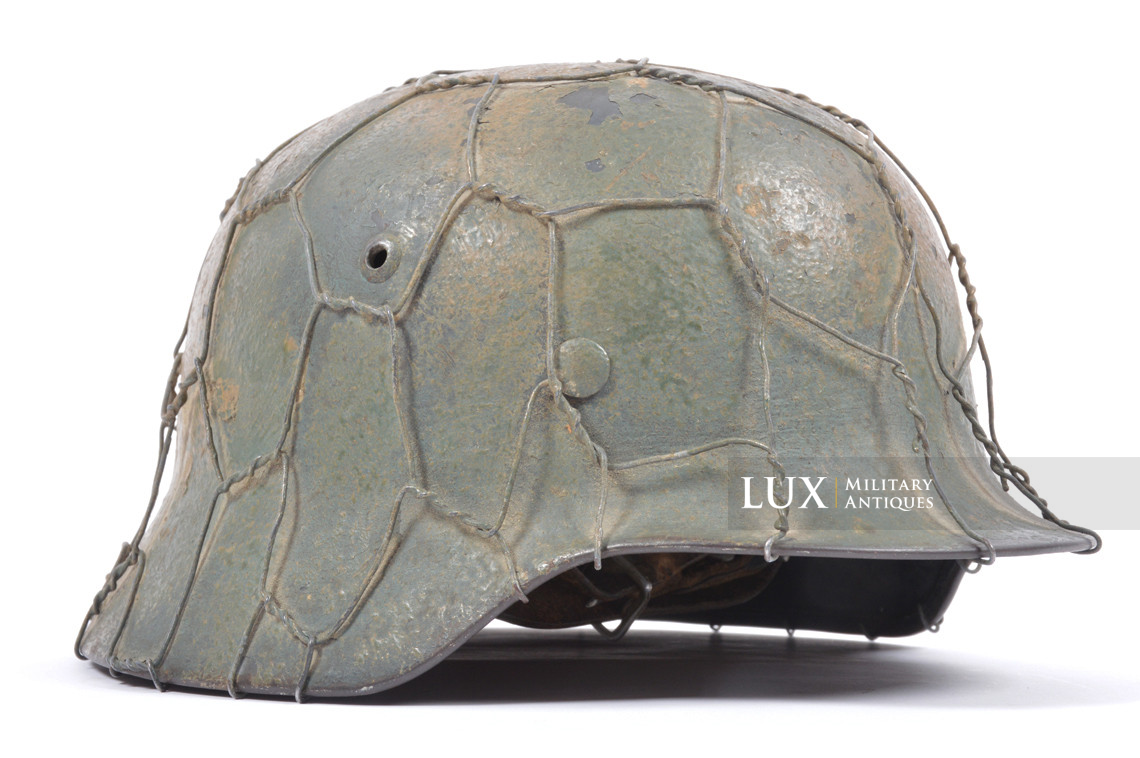 Rare casque M35 Luftwaffe grillagé camouflé deux tons - photo 9