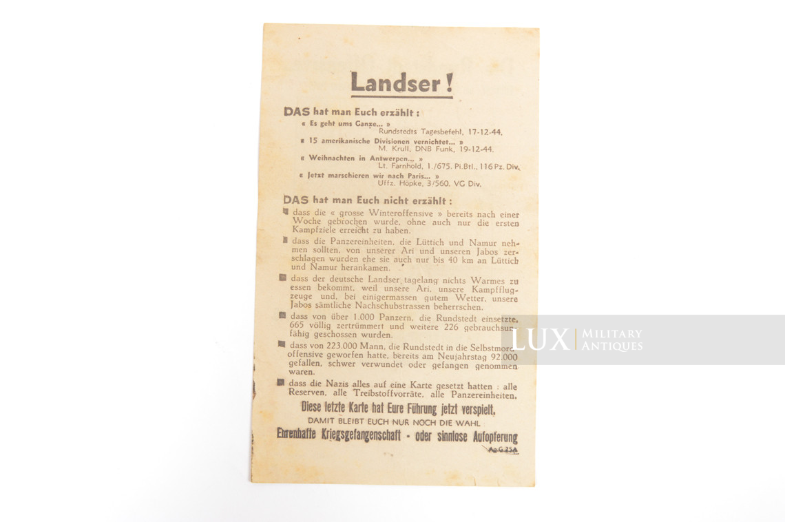 Allied Artillery to Germans Propaganda Flyer - photo 7