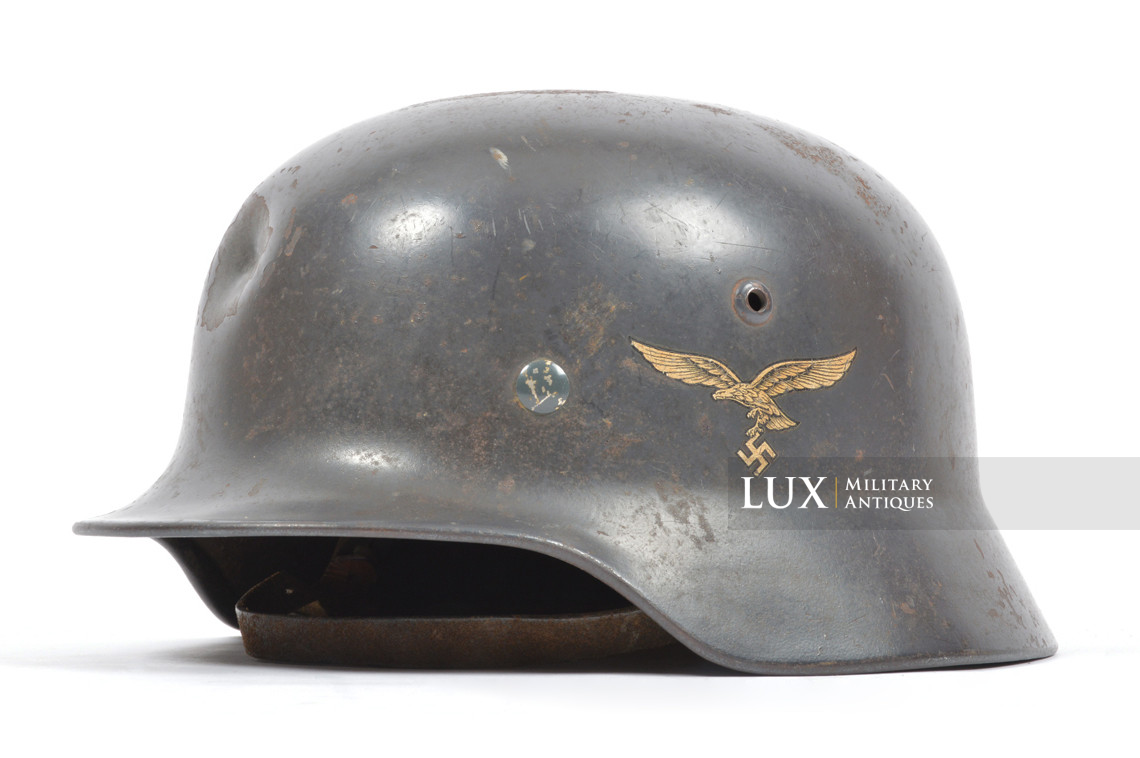 Casque M35 double decal Luftwaffe impacté, « Q68 » - photo 8