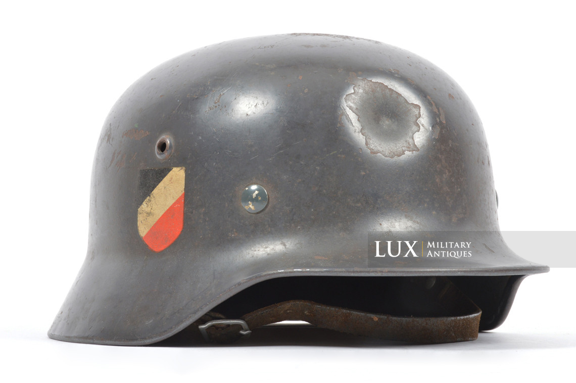 Casque M35 double decal Luftwaffe impacté, « Q68 » - photo 10