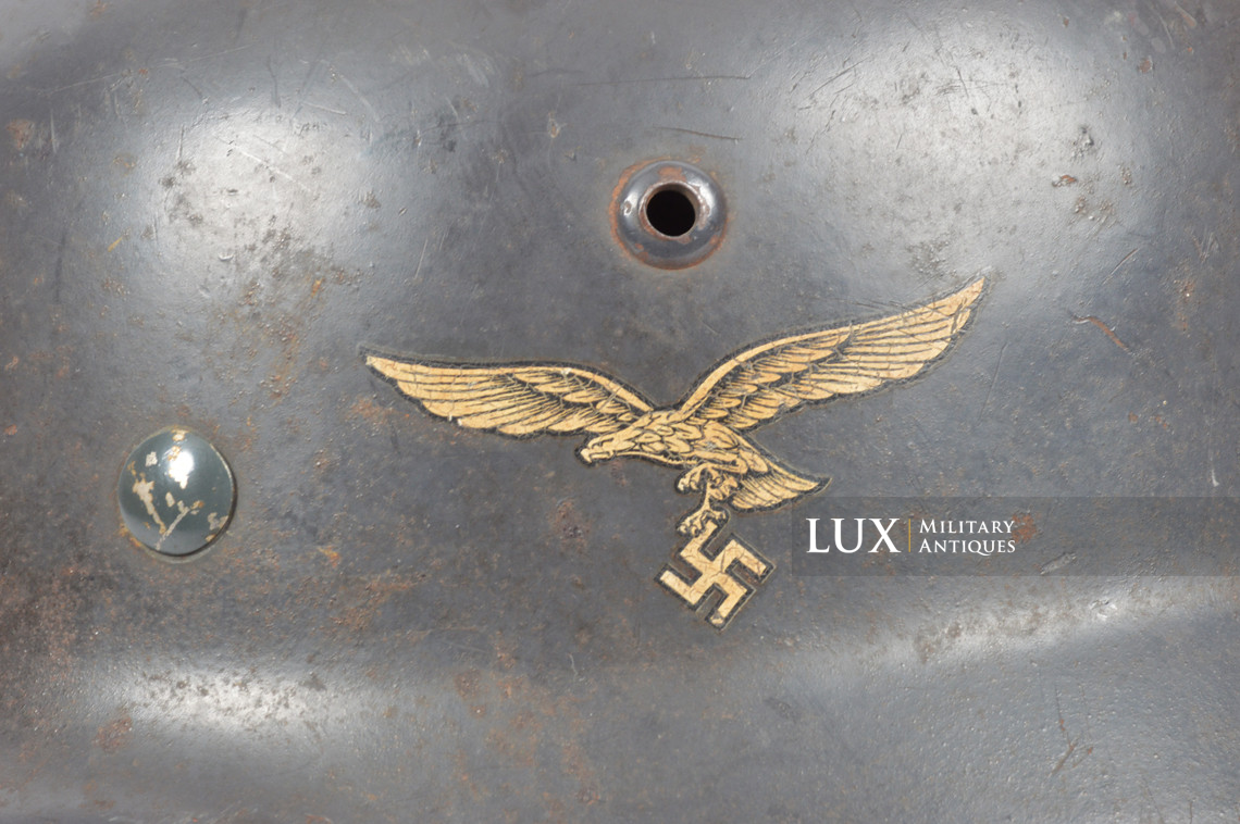 Casque M35 double decal Luftwaffe impacté, « Q68 » - photo 17