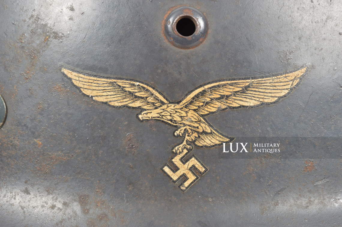 Casque M35 double decal Luftwaffe impacté, « Q68 » - photo 20