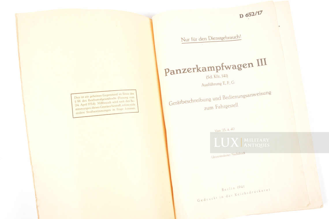 Rare German panzer III manual, « Sd.Kfz 141 » - photo 8