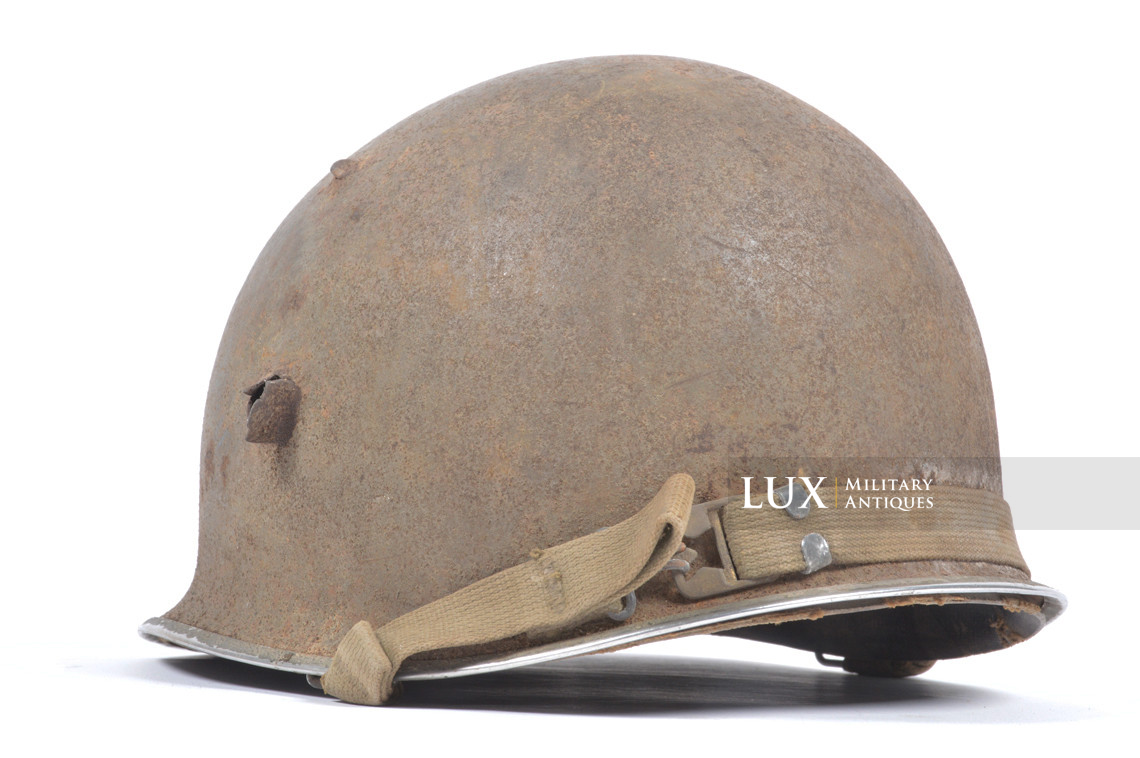 Rare casque USM1 impacté, « Bataille des Ardennes - Malmedy » - photo 8