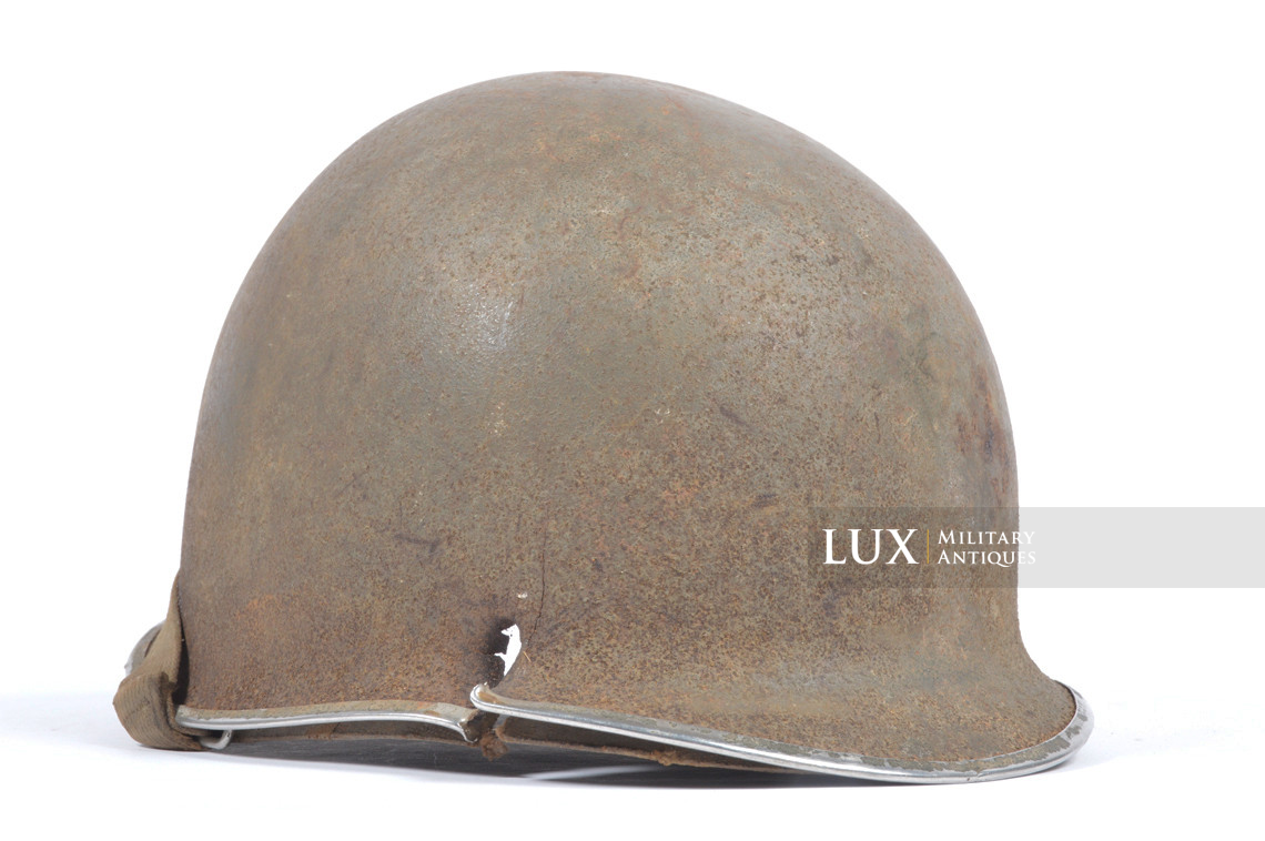 Rare casque USM1 impacté, « Bataille des Ardennes - Malmedy » - photo 12