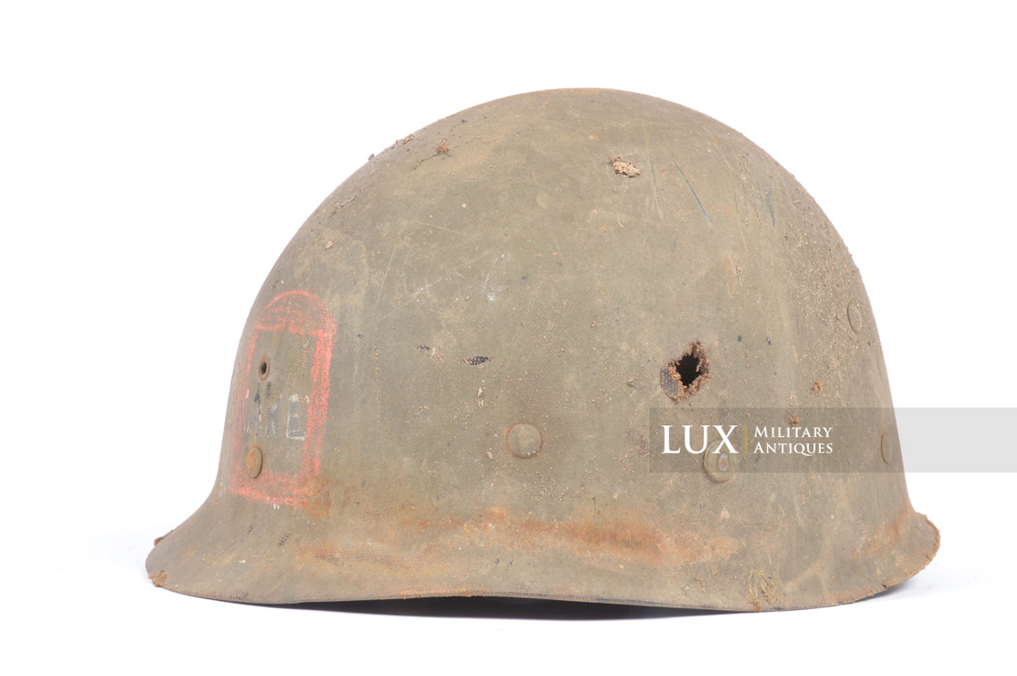 Rare casque USM1 impacté, « Bataille des Ardennes - Malmedy » - photo 43