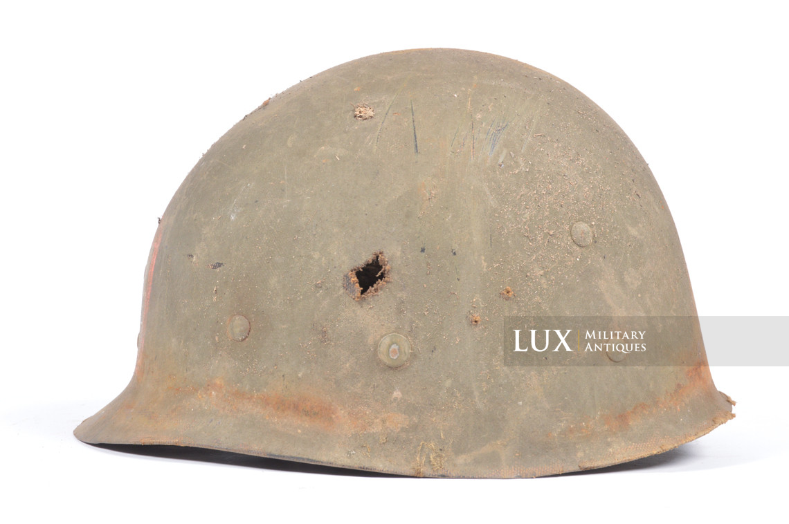Rare casque USM1 impacté, « Bataille des Ardennes - Malmedy » - photo 44