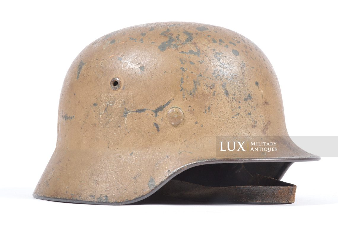 Exceptional German M35 Waffen-SS Double-Decal Tan Camouflage Helmet, « Normandy » - photo 8