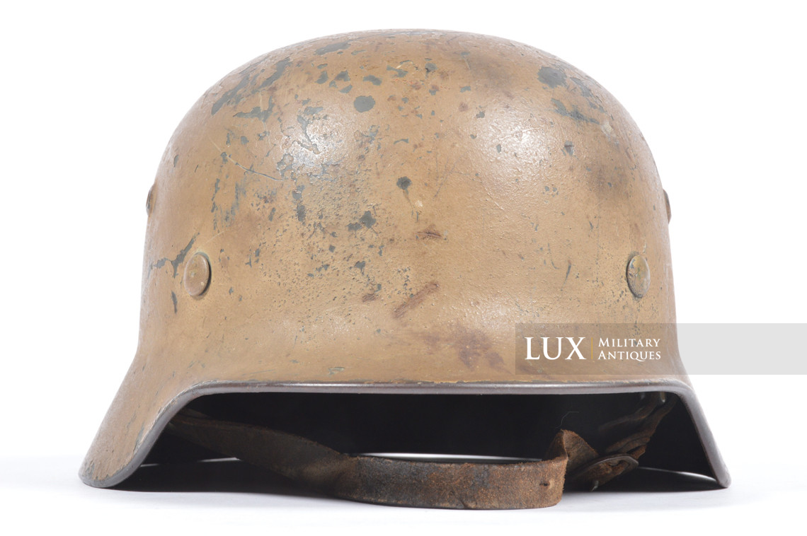 Exceptional German M35 Waffen-SS Double-Decal Tan Camouflage Helmet, « Normandy » - photo 9