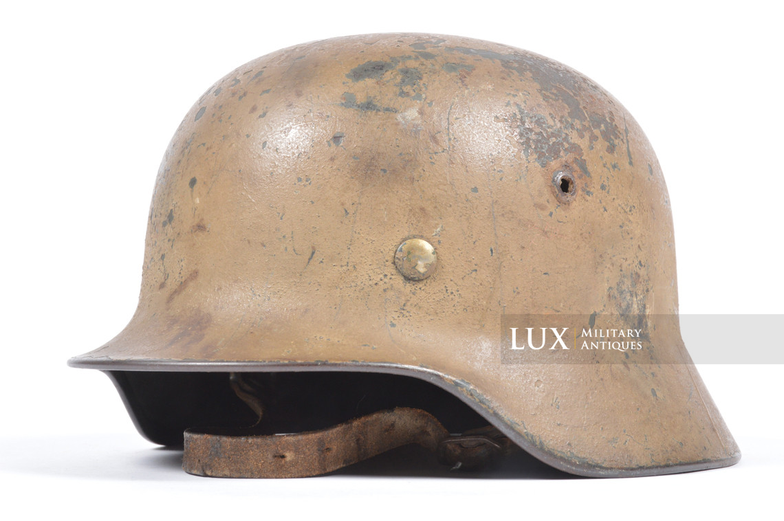 Exceptional German M35 Waffen-SS Double-Decal Tan Camouflage Helmet, « Normandy » - photo 10