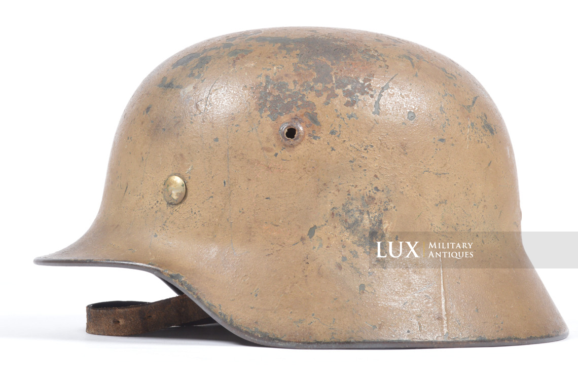 Exceptional German M35 Waffen-SS Double-Decal Tan Camouflage Helmet, « Normandy » - photo 11