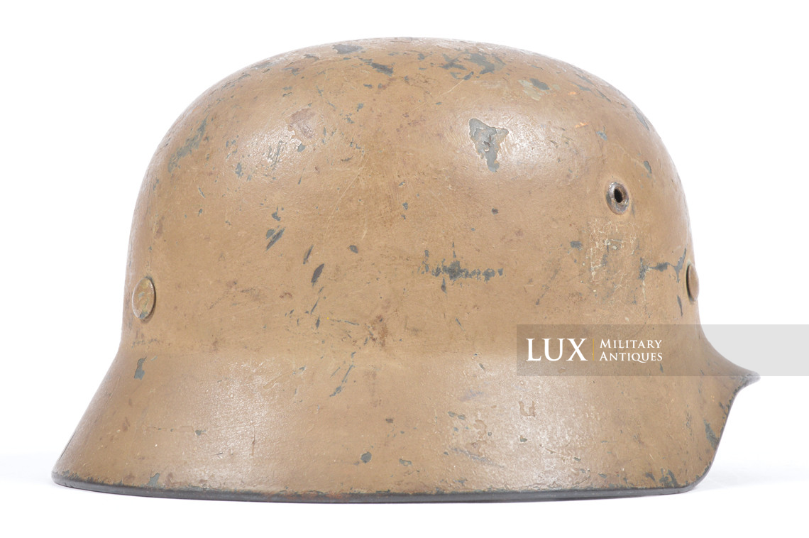Exceptional German M35 Waffen-SS Double-Decal Tan Camouflage Helmet, « Normandy » - photo 14